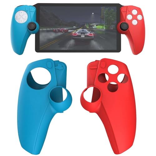Buziba Silikon-Schutzhülle für Sony PS5, PlayStation Portal, Handheld-Spielkonsole, weiches Gummi, Rot und Blau von Buziba