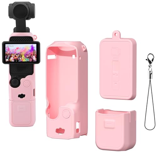 Buziba Silikon-Schutzhülle für DJI Osmo Pocket 3, Silikon-Schutzhülle, Handheld-Gimbal-Action-Kamera-Zubehör (Rosa) von Buziba