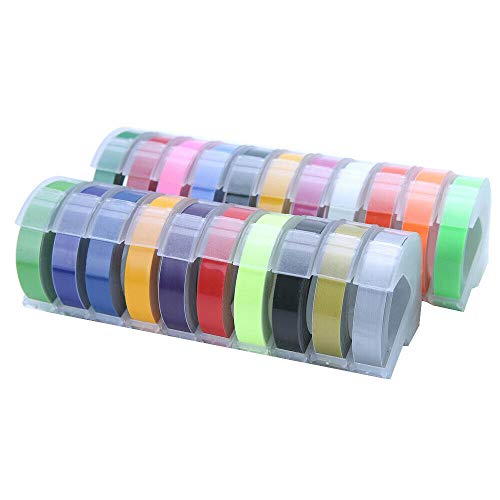 3 × 3D-geprägtes Etikettenband, 3D-Prägung, manuelle Prägung, 9 mm × 3 m, Nachfüllband für Dymo Motex 5 Farben (Gold) von Buzzfashion