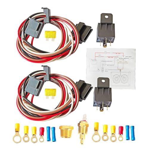Bvizyelck Electric Cooling Lüfterrelais -Kit, Automobil -Relais -Kit - Double Electric Lüfter Kit 12v40a - Wasserdichtes Zubehör mit Temperatursensor für regnerische Bvizyelck Electric Cooling Lüfterrelais -Kit, Automobil -Relais -Kit - Double Electric Lüfter Kit 12v40a - Wasserdichtes Zubehör mit Temperatursensor für regnerische von Bvizyelck