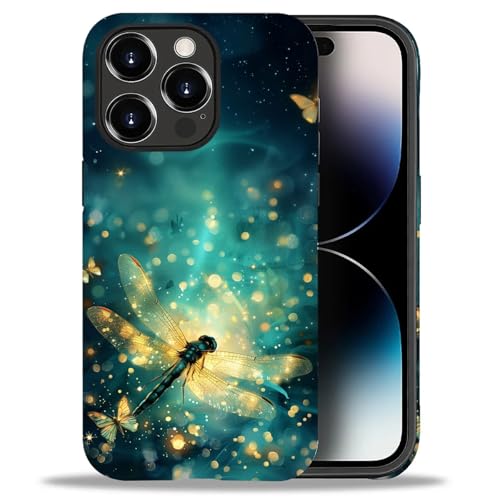 Bvkilrvc Kompatibel mit iPhone 14 Pro Max Hülle, Libelle Blau Schmetterling Muster Druck Matte Handyhülle Lustige Flüssigsilikonhülle Stoßfest Stoßfest Schutzhülle von Bvkilrvc