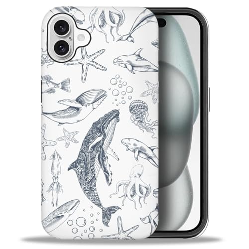 Bvkilrvc Kompatibel mit iPhone 16 Hülle, Weiß Hai Ozean Quallen Muster Druck Matte Handyhülle Lustige Silikon Hülle Stoßfest Stoßfest Schutzhülle Bvkilrvc Kompatibel mit iPhone 16 Hülle, Weiß Hai Ozean Quallen Muster Druck Matte Handyhülle Lustige Silikon Hülle Stoßfest Stoßfest Schutzhülle von Bvkilrvc