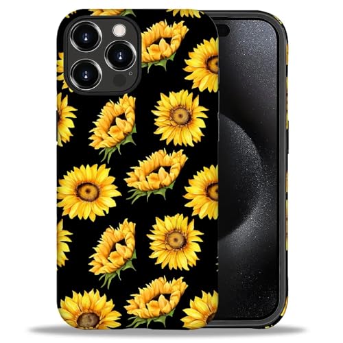 Bvkilrvc Kompatibel mit iPhone 16 Pro Max Hülle, Sonnenblume Blumen Muster Druck Matte Handyhülle Lustige Flüssigsilikonhülle Stoßfest Stoßfest Schutzhülle von Bvkilrvc