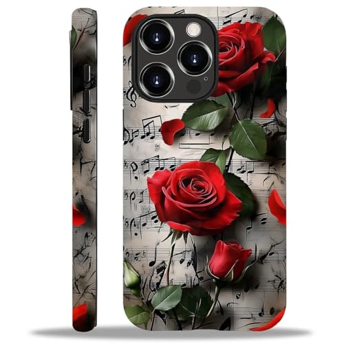 Bvkilrvc Schutzhülle für iPhone 12/12 Pro, Notenblätter, rote Rosen, Muster, matt, lustig, Flüssigsilikon, stoßfest, kratzfest, stoßfest Bvkilrvc Schutzhülle für iPhone 12/12 Pro, Notenblätter, rote Rosen, Muster, matt, lustig, Flüssigsilikon, stoßfest, kratzfest, stoßfest von Bvkilrvc