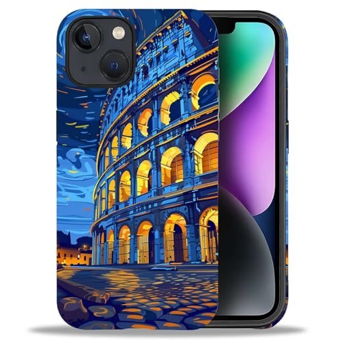 Bvkilrvc Schutzhülle für iPhone 13/iPhone 14, Kolosseum in Rom, Muster bedruckt, matt, lustig, Flüssigsilikon, stoßfest, stoßfest, Schutzhülle von Bvkilrvc