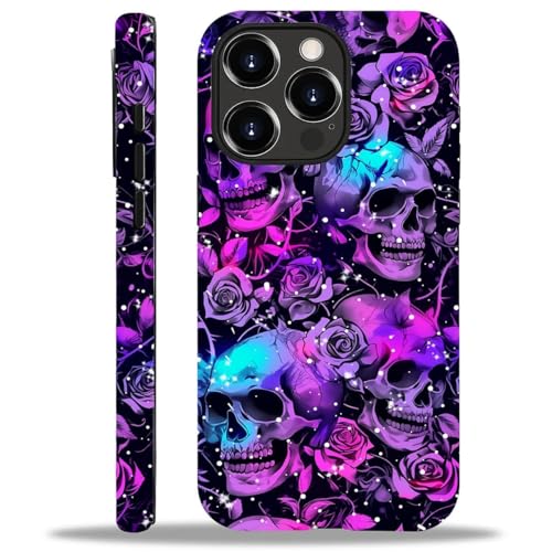 Bvkilrvc Schutzhülle für iPhone 15 Pro, lila Totenkopf-Rosen-Muster, matt, lustig, Flüssigsilikon, stoßfest, stoßfest, Schutzhülle Bvkilrvc Schutzhülle für iPhone 15 Pro, lila Totenkopf-Rosen-Muster, matt, lustig, Flüssigsilikon, stoßfest, stoßfest, Schutzhülle von Bvkilrvc