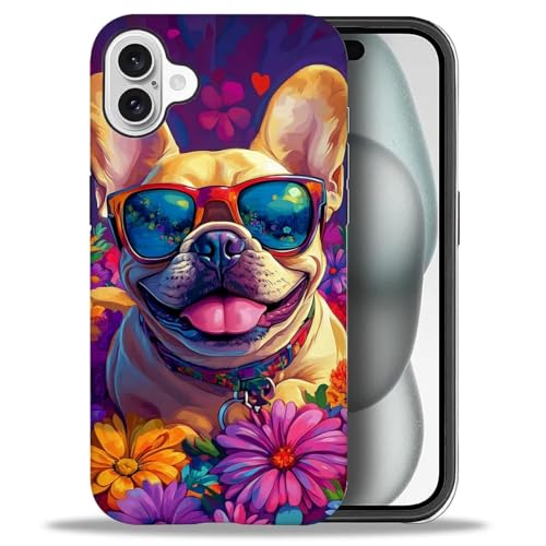 Bvkilrvc Schutzhülle für iPhone 16, niedliches Muster mit französischer Bulldogge, matt, lustig, Flüssigsilikon, stoßfest, kratzfest, stoßfest Bvkilrvc Schutzhülle für iPhone 16, niedliches Muster mit französischer Bulldogge, matt, lustig, Flüssigsilikon, stoßfest, kratzfest, stoßfest von Bvkilrvc