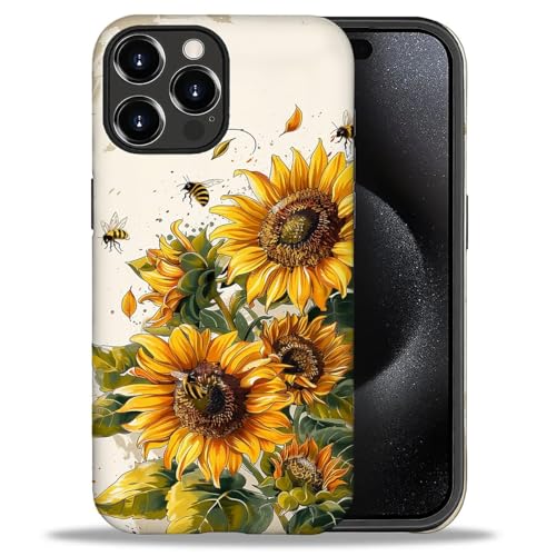 Bvkilrvc Schutzhülle für iPhone 16 Pro, Aquarell-Sonnenblumen, Bienen, matt, lustige Flüssigsilikon-Hülle, stoßfest, kratzfest, stoßfest Bvkilrvc Schutzhülle für iPhone 16 Pro, Aquarell-Sonnenblumen, Bienen, matt, lustige Flüssigsilikon-Hülle, stoßfest, kratzfest, stoßfest von Bvkilrvc