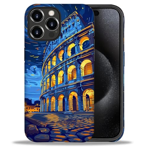 Bvkilrvc Schutzhülle für iPhone 16 Pro, Kolosseum in Rom, Muster bedruckt, matte Handyhülle, lustig, Flüssigsilikon, stoßfest, kratzfest, stoßfest von Bvkilrvc
