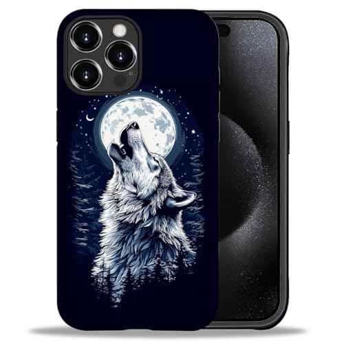Bvkilrvc Schutzhülle für iPhone 16 Pro, Mondwolf-Muster, matt, lustig, Flüssigsilikon, stoßfest, stoßfest, Schutzhülle von Bvkilrvc