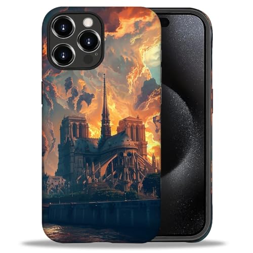 Bvkilrvc Schutzhülle für iPhone 16 Pro, Motiv Notre Dame de Paris, matt, lustig, Flüssigsilikon, stoßfest, kratzfest, stoßfest von Bvkilrvc
