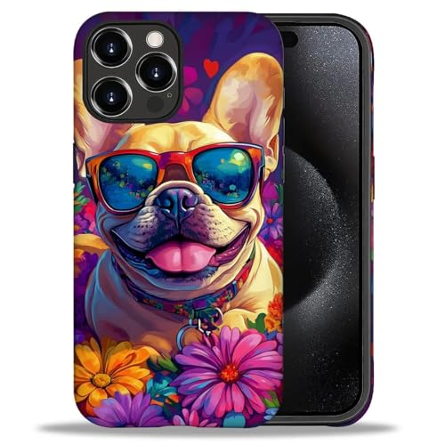 Bvkilrvc Schutzhülle für iPhone 16 Pro, niedliches Muster mit französischer Bulldogge, matt, lustig, Flüssigsilikon, stoßfest, kratzfest, stoßfest von Bvkilrvc