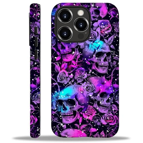 Bvkilrvc Schutzhülle für iPhone 16 Pro Max, lila Totenkopf-Rosen-Muster, matt, lustig, Flüssigsilikon, stoßfest, stoßfest, Schutzhülle Bvkilrvc Schutzhülle für iPhone 16 Pro Max, lila Totenkopf-Rosen-Muster, matt, lustig, Flüssigsilikon, stoßfest, stoßfest, Schutzhülle von Bvkilrvc