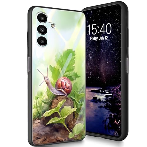 Bxgolkgd Designed for Samsung Galaxy A14 5G 6.6" 2023 Hülle, Tempered Glass Back Cover Designed with TPU Silicone Shockproof Anti-Scratch Bumper - Cute Snail Bxgolkgd Designed for Samsung Galaxy A14 5G 6.6" 2023 Hülle, Tempered Glass Back Cover Designed with TPU Silicone Shockproof Anti-Scratch Bumper - Cute Snail von Bxgolkgd