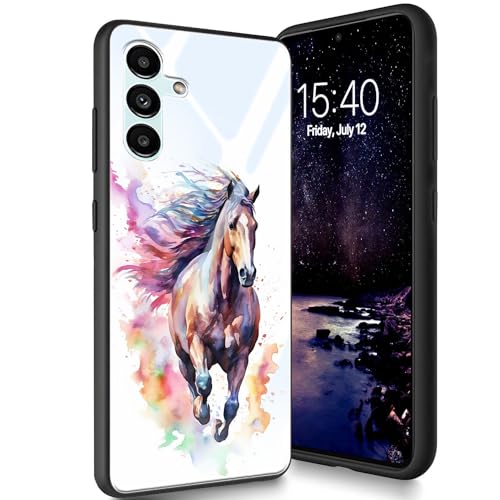 Bxgolkgd Designed for Samsung Galaxy A35 5G 6.6" 2023 Hülle, Tempered Glass Back Cover Designed with TPU Silikon Shockproof Anti-Scratch Bumper - Watercolor Horse Bxgolkgd Designed for Samsung Galaxy A35 5G 6.6" 2023 Hülle, Tempered Glass Back Cover Designed with TPU Silikon Shockproof Anti-Scratch Bumper - Watercolor Horse von Bxgolkgd