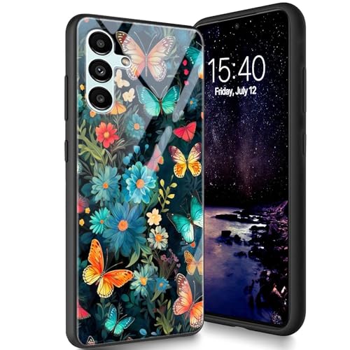 Bxgolkgd Designed for Samsung Galaxy S23 FE 6.4" 2023 Hülle, Tempered Glass Back Cover Designed with TPU Silikon Shockproof Anti-Scratch Bumper - Flower Butterfly Bxgolkgd Designed for Samsung Galaxy S23 FE 6.4" 2023 Hülle, Tempered Glass Back Cover Designed with TPU Silikon Shockproof Anti-Scratch Bumper - Flower Butterfly von Bxgolkgd