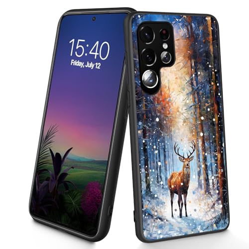 Bxgolkgd Entworfen für Galaxy S23 Ultra, dünne, weiche TPU-Silikon-Schutzhülle, stoßfest, rutschfest, für Samsung Galaxy S23 Ultra 2023, 17,3 cm (6,8 Zoll), Hirsch von Bxgolkgd