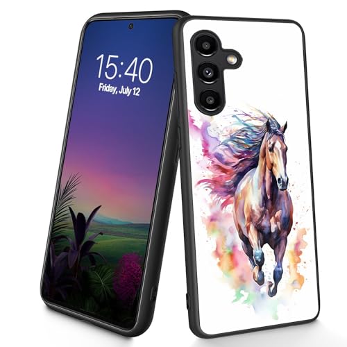 Bxgolkgd Entworfen für Galaxy S24 FE, dünne, weiche TPU-Silikon-Schutzhülle, stoßfest, rutschfest, für Samsung Galaxy S24 FE 2024, 17 cm (6,7 Zoll), Aquarellpferd von Bxgolkgd