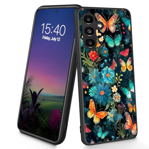 Bxgolkgd Entworfen für Galaxy S24 FE, dünne, weiche TPU-Silikon-Schutzhülle, stoßfest, rutschfest, für Samsung Galaxy S24 FE 2024, 17 cm (6,7 Zoll), Blumen- und Schmetterling-Design von Bxgolkgd