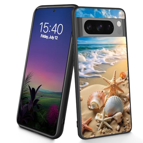 Bxgolkgd Entworfen für Pixel 8 Pro, dünne, weiche TPU-Silikon-Schutzhülle, stoßfest, rutschfest, für Google Pixel 8 Pro 2023, 17 cm (6,7 Zoll), Strandmuschel Seestern von Bxgolkgd