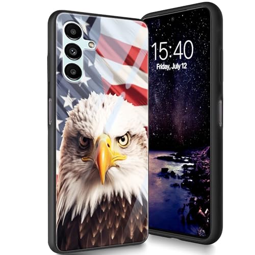 Bxgolkgd Entworfen für Samsung Galaxy A14 5G 6,6 Zoll 2023 Hülle, Tempered Glass Back Cover Designed mit TPU-Silikon Shockproof Anti-Scratch Bumper - American Flag Eagle Bxgolkgd Entworfen für Samsung Galaxy A14 5G 6,6 Zoll 2023 Hülle, Tempered Glass Back Cover Designed mit TPU-Silikon Shockproof Anti-Scratch Bumper - American Flag Eagle von Bxgolkgd