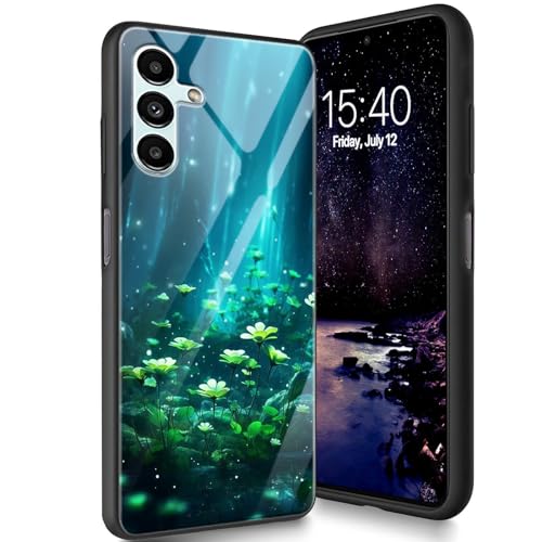 Bxgolkgd Entworfen für Samsung Galaxy A15 5G 6,5 Zoll (16,5 cm) 2023 Hülle, aus gehärtetem Glas, mit TPU-Silikon, stoßfest, kratzfest, Blumenmuster von Bxgolkgd