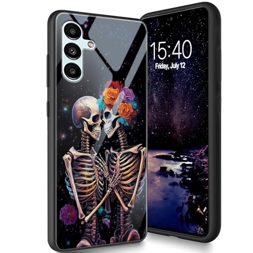 Bxgolkgd Entworfen für Samsung Galaxy A54 5G 6,5 Zoll (16,5 cm) 2023 Hülle, aus gehärtetem Glas, mit TPU-Silikon, stoßfest, kratzfest, für Lovers Skeletten von Bxgolkgd