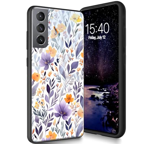 Bxgolkgd Entworfen für Samsung Galaxy S23 Plus 16,8 cm (6,6 Zoll) 2023, Schutzhülle aus gehärtetem Glas, Rückseite aus Silikon, TPU, stoßfest, kratzfest, Blumen-Design von Bxgolkgd