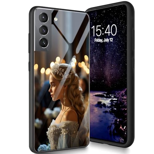 Bxgolkgd Entworfen für Samsung Galaxy S24 Plus 6,7 Zoll (16,7 cm) 2023, Hartglas-Rückabdeckung, entworfen mit TPU-Silikon, stoßfest, kratzfest, niedliche Mädchen von Bxgolkgd