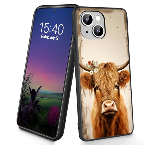 Bxgolkgd Entworfen für iPhone 13 Mini, dünne, weiche TPU-Silikon-Schutzhülle, stoßfest, rutschfest, Schutzhülle für Apple iPhone 13 Mini 2021, 5,4 Zoll, süßes Hochlandkuh von Bxgolkgd