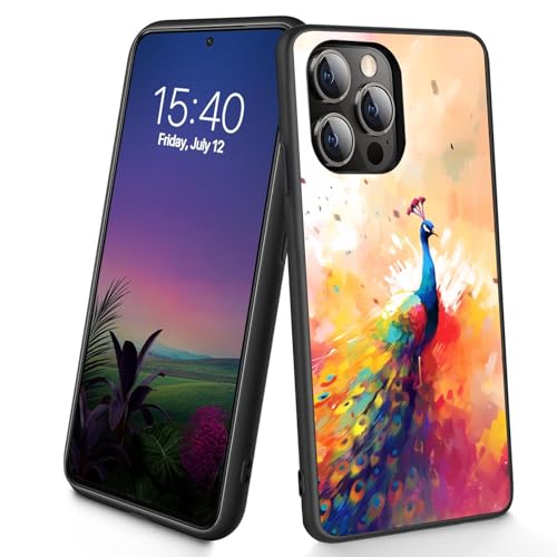 Bxgolkgd Entworfen für iPhone 13 Pro Max, dünne, weiche TPU-Silikon-Schutzhülle, stoßfest, rutschfest, für Apple iPhone 13 Pro Max 2021, 17 cm (6,7 Zoll), Aquarell Pfau von Bxgolkgd