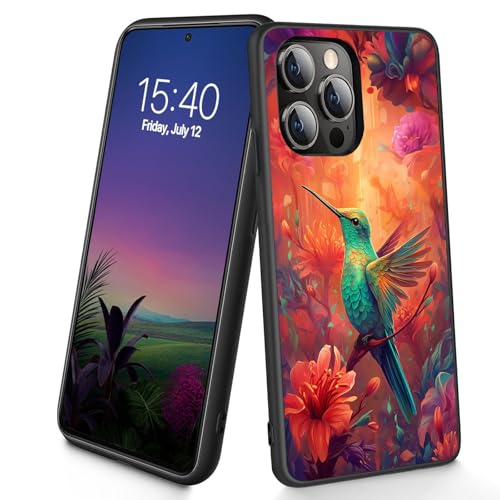 Bxgolkgd Entworfen für iPhone 14 Pro Max, dünne, weiche TPU-Silikon-Schutzhülle, stoßfest, rutschfest, Schutzhülle für Apple iPhone 14 Pro Max 2022, 17 cm (6,7 Zoll), Blumenkolibri von Bxgolkgd