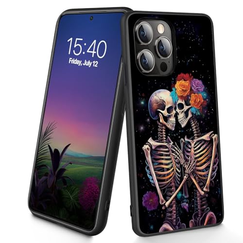 Bxgolkgd Entworfen für iPhone 14 Pro Max, dünne, weiche TPU-Silikon-Schutzhülle, stoßfest, rutschfest, für Apple iPhone 14 Pro Max 2022, 17 cm (6,7 Zoll), Skelette für Liebhaber von Bxgolkgd
