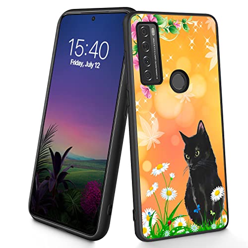 Bxgolkgd Kompatibel mit TCL 20S Hülle, dünne, weiche TPU-Silikon-Schutzhülle, stoßfest, rutschfest, für TCL 20S 2021 16,9 cm (6,6 Zoll), schwarze Katze von Bxgolkgd