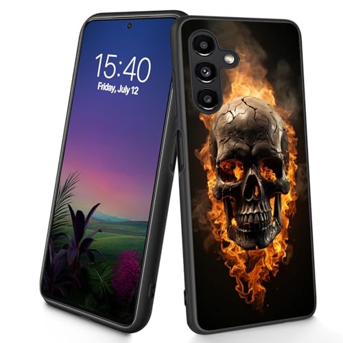 Bxgolkgd Schutzhülle für Galaxy A15 5G, dünn, weich, TPU-Silikon, stoßfest, rutschfest, für Samsung Galaxy A15 5G 2023 16,5 cm (6,5 Zoll), Flammenschädel von Bxgolkgd