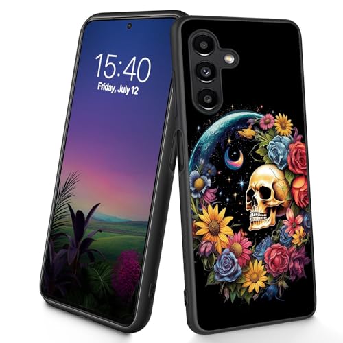 Bxgolkgd Schutzhülle für Galaxy A36 5G, dünn, weich, TPU-Silikon, stoßfest, rutschfest, für Samsung Galaxy A36 5G 2025, 17 cm (6,7 Zoll), Blumenschädel von Bxgolkgd