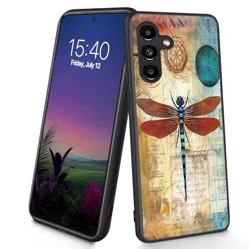 Bxgolkgd Schutzhülle für Galaxy A54 5G, dünn, weiches TPU-Silikon, stoßfest, rutschfest, für Samsung Galaxy A54 5G 2023 16,3 cm (6,4 Zoll), Vintage-Libellenmotiv von Bxgolkgd