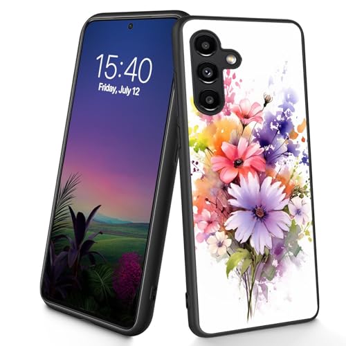 Bxgolkgd Schutzhülle für Galaxy A55 5G, dünn, weich, TPU-Silikon, stoßfest, rutschfest, für Samsung Galaxy A55 5G 2024 16,8 cm (6,6 Zoll), 2 Blumen von Bxgolkgd