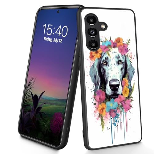 Bxgolkgd Schutzhülle für Galaxy A55 5G, dünn, weich, TPU-Silikon, stoßfest, rutschfest, für Samsung Galaxy A55 5G 2024 16,8 cm (6,6 Zoll), Blumenhund von Bxgolkgd