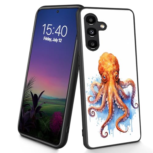 Bxgolkgd Schutzhülle für Galaxy A55 5G, schmal, weich, TPU-Silikon, stoßfest, rutschfest, für Samsung Galaxy A55 5G 2024 16,8 cm (6,6 Zoll), Aquarell-Krake von Bxgolkgd