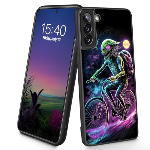 Bxgolkgd Schutzhülle für Galaxy S23 5G, dünn, weich, TPU-Silikon, stoßfest, rutschfest, für Samsung Galaxy S23 5G 2023, 15,5 cm (6,1 Zoll), Alien-Kreaturen auf Fahrrädern von Bxgolkgd