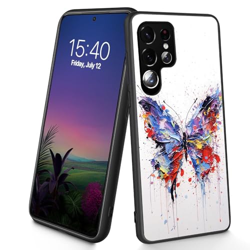 Bxgolkgd Schutzhülle für Galaxy S23 Ultra, dünn, weich, TPU-Silikon, stoßfest, rutschfest, für Samsung Galaxy S23 Ultra 2023, 17,3 cm (6,8 Zoll), Schmetterling von Bxgolkgd