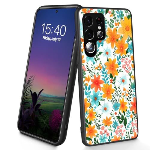 Bxgolkgd Schutzhülle für Galaxy S24 Ultra, dünn, weich, TPU-Silikon, stoßfest, rutschfest, für Samsung Galaxy S24 Ultra 2024, 17,3 cm (6,8 Zoll), Blumen von Bxgolkgd