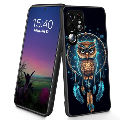 Bxgolkgd Schutzhülle für Galaxy S24 Ultra, dünn, weich, TPU-Silikon, stoßfest, rutschfest, für Samsung Galaxy S24 Ultra 2023, 17,3 cm (6,8 Zoll), Traumfänger-Eule von Bxgolkgd