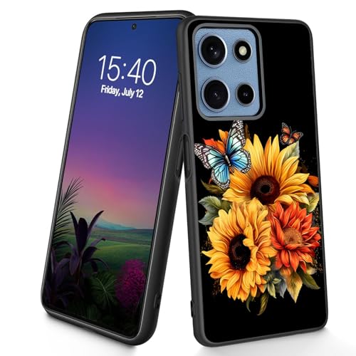 Bxgolkgd Schutzhülle für Moto G 5G 2025, schmal, weich, TPU-Silikon, stoßfest, rutschfest, für Motorola Moto G 5G 2025, 17 cm (6,7 Zoll), Sonnenblumen-Schmetterling von Bxgolkgd