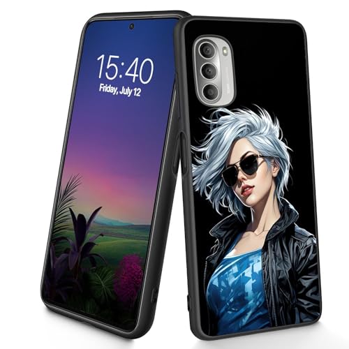 Bxgolkgd Schutzhülle für Moto G Stylus 5G 2022, schmal, weich, TPU-Silikon, stoßfest, rutschfest, für Motorola Moto G Stylus 5G 2022, 17,3 cm (6,8 Zoll), Mädchen mit Sonnenbrille von Bxgolkgd