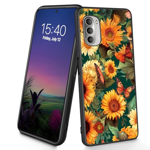 Bxgolkgd Schutzhülle für Moto G Stylus 5G 2022, schmal, weich, TPU-Silikon, stoßfest, rutschfest, für Motorola Moto G Stylus 5G 2022, 17,3 cm (6,8 Zoll), Schmetterling/Sonnenblume von Bxgolkgd