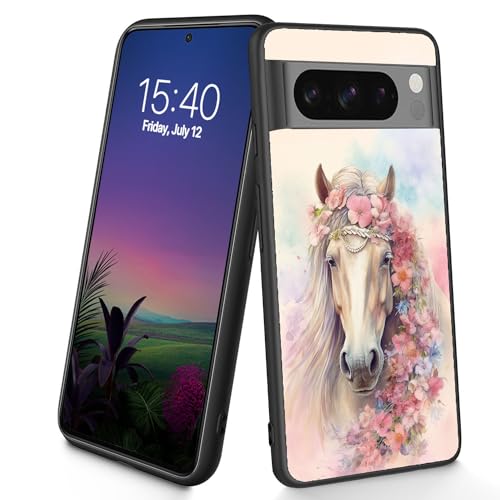 Bxgolkgd Schutzhülle für Pixel 8 Pro, dünn, weiches TPU-Silikon, stoßfest, rutschfest, für Google Pixel 8 Pro 2023, 17 cm (6,7 Zoll), Pferde-Motiv von Bxgolkgd