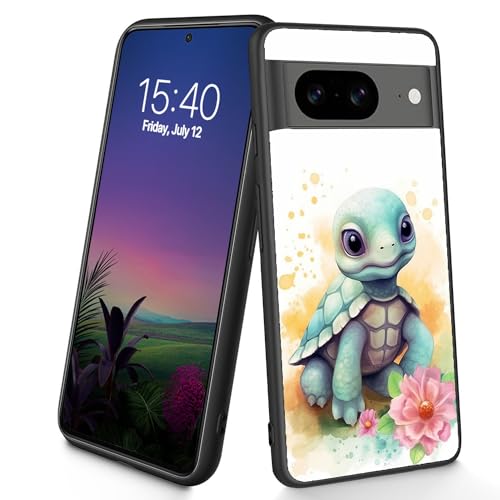 Bxgolkgd Schutzhülle für Pixel 8a (15,5 cm) (6,1 Zoll), dünn, weiches TPU-Silikon, stoßfest, rutschfest, Aquarell-Schildkröte von Bxgolkgd