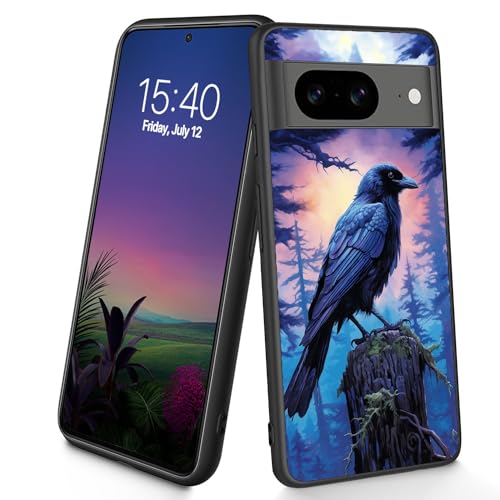 Bxgolkgd Schutzhülle für Pixel 8a (15,5 cm) (6,1 Zoll), dünn, weiches TPU-Silikon, stoßfest, rutschfest, niedliche Krähen von Bxgolkgd